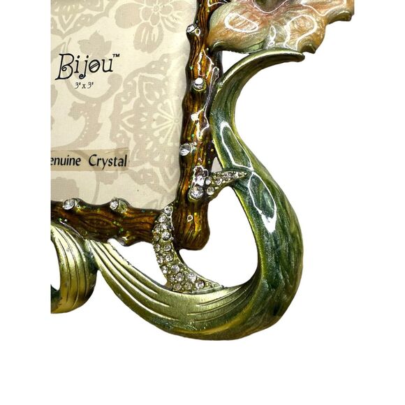 Bijou Genuine Crystal Floral Enameled Picture Frame 3” x 3” NEW - Picture 3 of 6